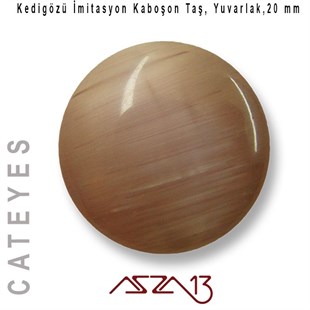 Eflatun Renk Kedigözü 20/4,5 mm Yuvarlak İmitasyon Cam Kaboşon / Paket İçeriği 1 Adet