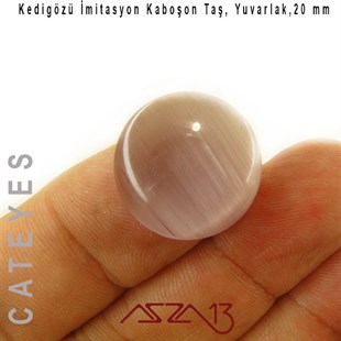 Eflatun Renk Kedigözü 20/4,5 mm Yuvarlak İmitasyon Cam Kaboşon / Paket İçeriği 1 Adet