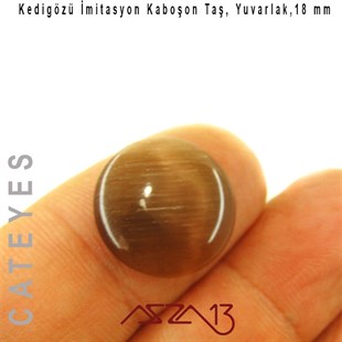 Kahve Renk Kedigözü 18/4 mm Yuvarlak İmitasyon Cam Kaboşon / Paket İçeriği 1 Adet