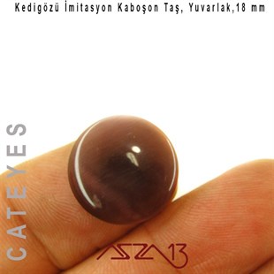 Mor Renk Kedigözü 18/4 mm Yuvarlak İmitasyon Cam Kaboşon / Paket İçeriği 1 Adet