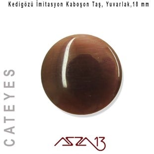 Mor Renk Kedigözü 18/4 mm Yuvarlak İmitasyon Cam Kaboşon / Paket İçeriği 1 Adet