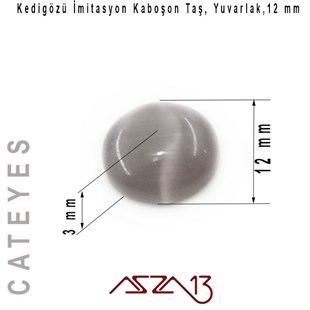 Pembe-Turuncu Renk Kedigözü 12/3 mm Yuvarlak İmitasyon Cam Kaboşon / Paket İçeriği 4 Adet