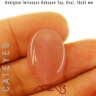 Pembe Renk Kedigözü 18x25/3,5 mm Oval İmitasyon Cam Kaboşon / Paket İçeriği 1 Adet