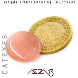 Pembe Renk Kedigözü 18x25/3,5 mm Oval İmitasyon Cam Kaboşon / Paket İçeriği 1 Adet
