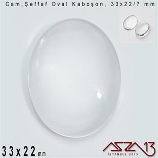 Şeffaf 33x22 mm, Oval Cam Kaboşon / Paket İçeriği 1 Adet