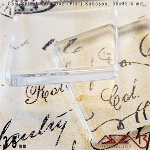 Şeffaf 35 mm, Kare Cam Düz Kaboşon / Paket İçeriği 1 Adet