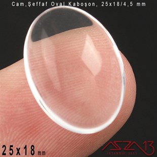 Şeffaf 25x18 mm, Oval Cam Kaboşon / Paket İçeriği 1 Adet