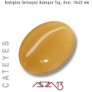 Sütlü Kahve Renk Kedigözü 18x25/3,5 mm Oval İmitasyon Cam Kaboşon / Paket İçeriği 1 Adet
