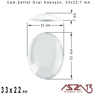 Şeffaf 33x22 mm, Oval Cam Kaboşon / Paket İçeriği 1 Adet
