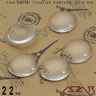 Şeffaf 22 mm, Yuvarlak Cam Kaboşon / Paket İçeriği 1 Adet