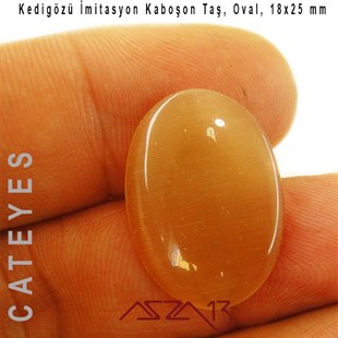 Sütlü Kahve Renk Kedigözü 18x25/3,5 mm Oval İmitasyon Cam Kaboşon / Paket İçeriği 1 Adet
