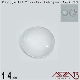 Şeffaf 14 mm, Yuvarlak Cam Kaboşon / Paket İçeriği 3 Adet