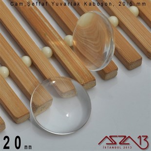 Şeffaf 20 mm, Yuvarlak Cam Kaboşon / Paket İçeriği 1 Adet