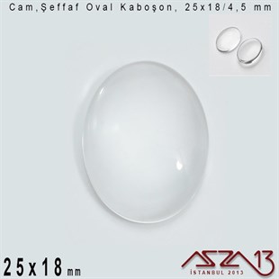 Şeffaf 25x18 mm, Oval Cam Kaboşon / Paket İçeriği 1 Adet