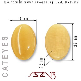 Sütlü Kahve Renk Kedigözü 18x25/3,5 mm Oval İmitasyon Cam Kaboşon / Paket İçeriği 1 Adet
