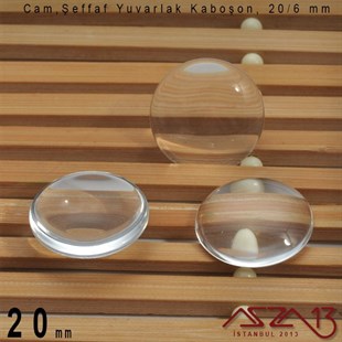 Şeffaf 20 mm, Yuvarlak Cam Kaboşon / Paket İçeriği 1 Adet