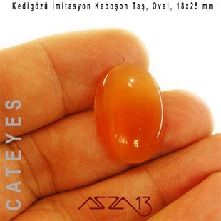 Turuncu Renk Kedigözü 18x25/3,5 mm Oval İmitasyon Cam Kaboşon / Paket İçeriği 1 Adet