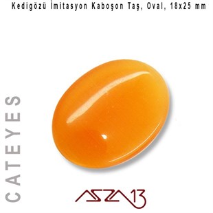 Turuncu Renk Kedigözü 18x25/3,5 mm Oval İmitasyon Cam Kaboşon / Paket İçeriği 1 Adet