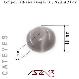 Yeşil-Mavi Renk Kedigözü 10/3 mm Yuvarlak İmitasyon Cam Kaboşon / Paket İçeriği 4 Adet
