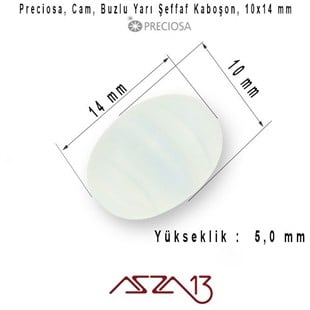 Duman Mavi 10x14 Oval Buzlu Cam Kaboşon / Paket İçeriği 5 Adet