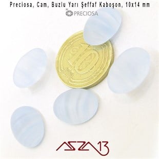 Duman Mavi 10x14 Oval Buzlu Cam Kaboşon / Paket İçeriği 5 Adet