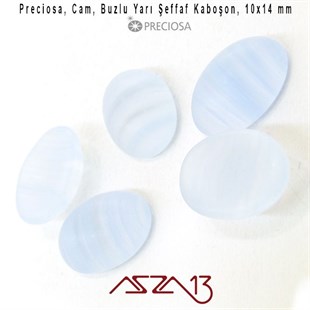 Duman Mavi 10x14 Oval Buzlu Cam Kaboşon / Paket İçeriği 5 Adet