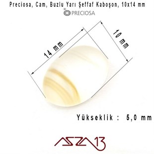 Fildişi 10x14 Oval Buzlu Cam Kaboşon / Paket İçeriği 5 Adet