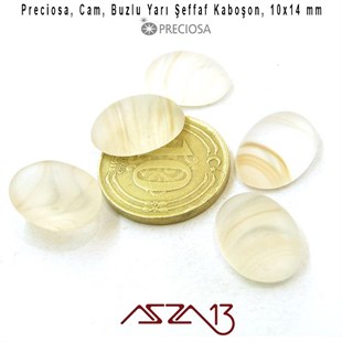 Fildişi 10x14 Oval Buzlu Cam Kaboşon / Paket İçeriği 5 Adet