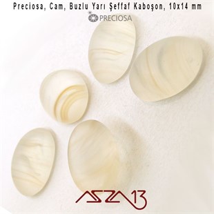 Fildişi 10x14 Oval Buzlu Cam Kaboşon / Paket İçeriği 5 Adet