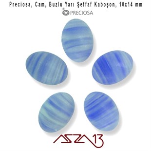 Kobalt Mavi 10x14 Oval Buzlu Cam Kaboşon / Paket İçeriği 5 Adet