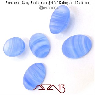 Kobalt Mavi 10x14 Oval Buzlu Cam Kaboşon / Paket İçeriği 5 Adet