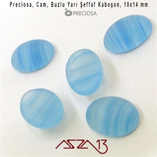 Mavi 10x14 Oval Buzlu Cam Kaboşon / Paket İçeriği 5 Adet