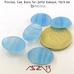 Mavi 10x14 Oval Buzlu Cam Kaboşon / Paket İçeriği 5 Adet
