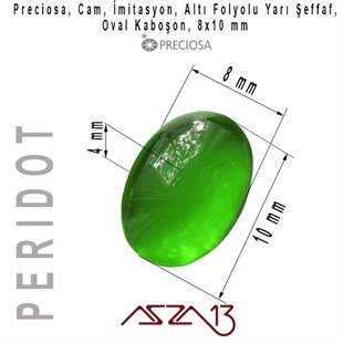 Peridot 8x10 Oval İmitasyon Cam Kaboşon / Paket İçeriği 1 Adet
