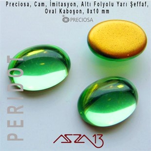 Peridot 8x10 Oval İmitasyon Cam Kaboşon / Paket İçeriği 1 Adet