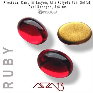 Ruby 6x8 Oval İmitasyon Cam Kaboşon / Paket İçeriği 1 Adet