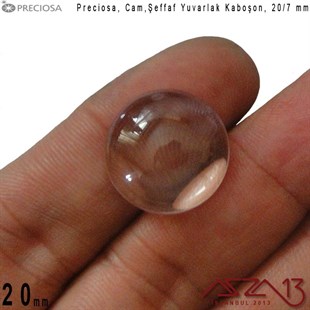 Şeffaf 20 mm, Çek, Yuvarlak Cam Kaboşon / Paket İçeriği 1 Adet