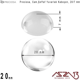 Şeffaf 20 mm, Çek, Yuvarlak Cam Kaboşon / Paket İçeriği 1 Adet