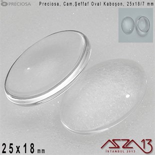 Şeffaf 25x18 mm, Çek, Oval Cam Kaboşon / Paket İçeriği 1 Adet