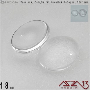 Şeffaf 18 mm, Çek, Yuvarlak Cam Kaboşon / Paket İçeriği 1 Adet