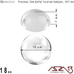 Şeffaf 18 mm, Çek, Yuvarlak Cam Kaboşon / Paket İçeriği 1 Adet