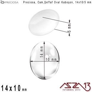 Şeffaf 14x10 mm, Çek, Oval Cam Kaboşon / Paket İçeriği 2 Adet
