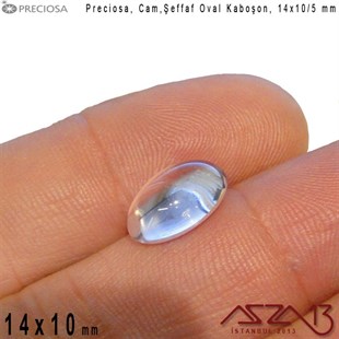 Şeffaf 14x10 mm, Çek, Oval Cam Kaboşon / Paket İçeriği 2 Adet