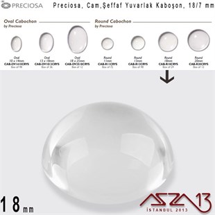 Şeffaf 18 mm, Çek, Yuvarlak Cam Kaboşon / Paket İçeriği 1 Adet