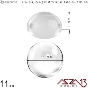 Şeffaf 11 mm, Çek, Yuvarlak Cam Kaboşon / Paket İçeriği 4 Adet
