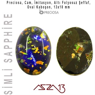 Simli Safir 13x18 Oval İmitasyon Cam Kaboşon / Paket İçeriği 1 Adet