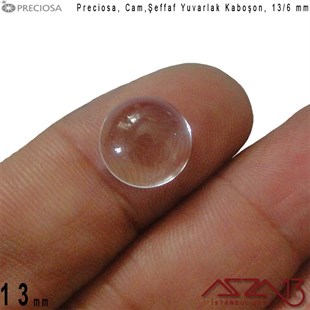Şeffaf 13 mm, Çek, Yuvarlak Cam Kaboşon / Paket İçeriği 2 Adet