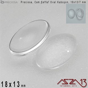 Şeffaf 18x13 mm, Çek, Oval Cam Kaboşon / Paket İçeriği 1 Adet