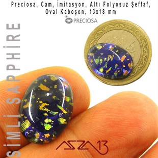 Simli Safir 13x18 Oval İmitasyon Cam Kaboşon / Paket İçeriği 1 Adet