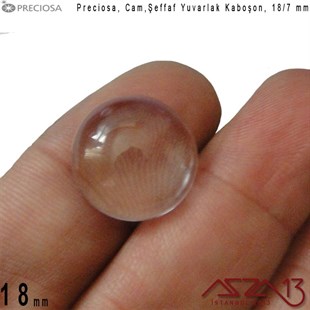 Şeffaf 18 mm, Çek, Yuvarlak Cam Kaboşon / Paket İçeriği 1 Adet